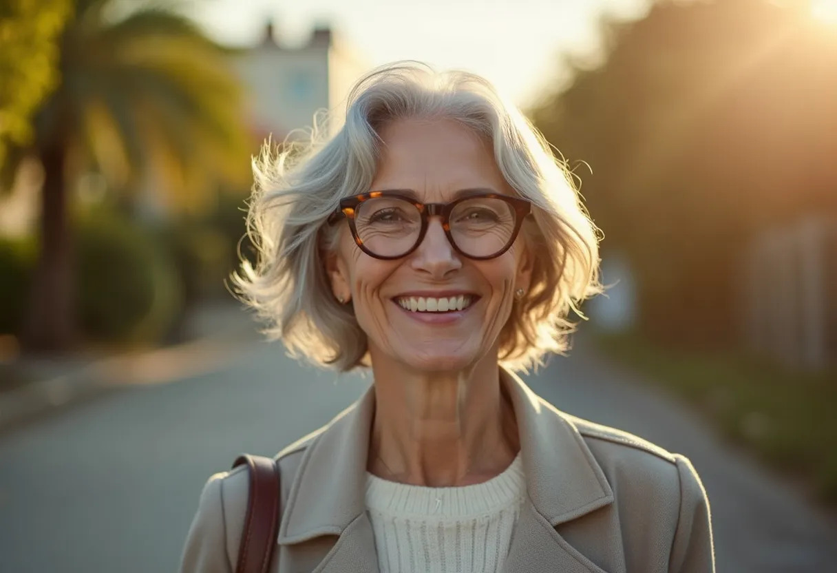 femme 50 ans lunettes cheveux épais